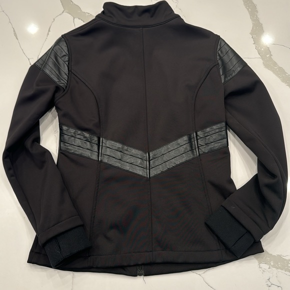 Women’s black Fabletics jacket/coat with faux leather detailing, size Small - Picture 6 of 6